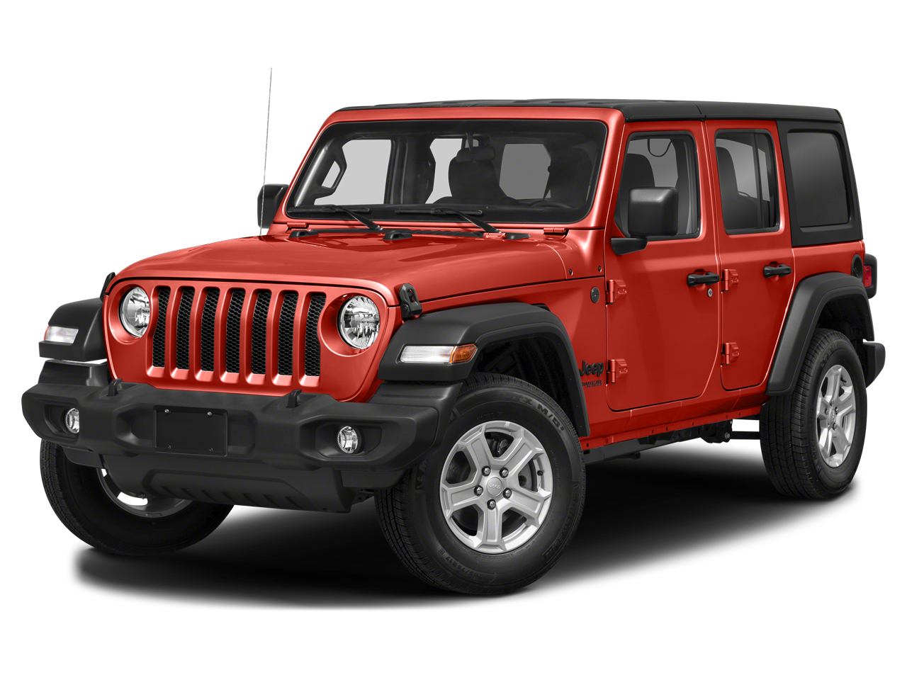 2022 Jeep Wrangler Unlimited Sport in Firecracker Red Clearcoat — front three-quarter view