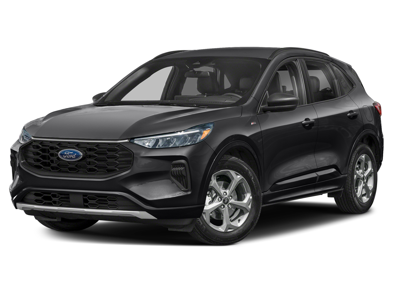 2023 Ford Escape ST-Line in Agate Black Metallic — front three-quarter view