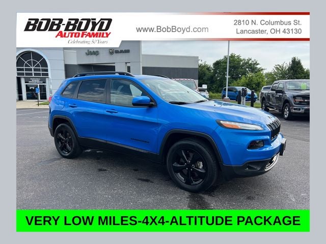 2018 Jeep Cherokee Latitude in Hydro Blue Pearlcoat — front three-quarter view