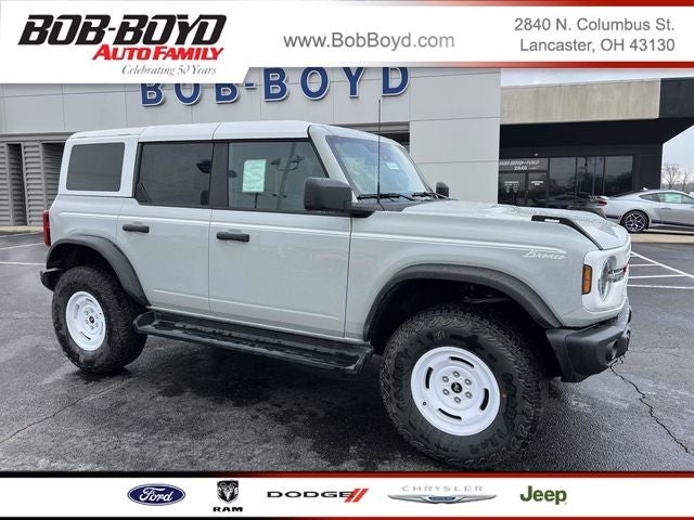 2026 Ford Bronco Heritage Edition in Avalanche Gray — front three-quarter view