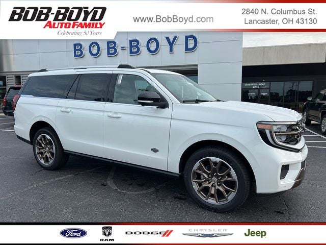 2027 Ford Expedition Max King Ranch in Star White — front three-quarter view