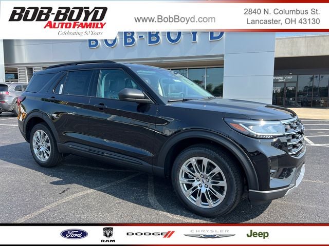 2026 Ford Explorer Active in Agate Black Metallic — front three-quarter view