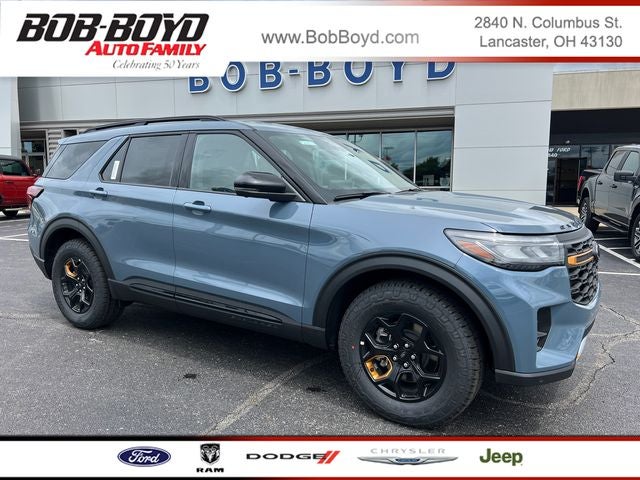 2026 Ford Explorer Tremor in Vapor Blue Metallic — front three-quarter view