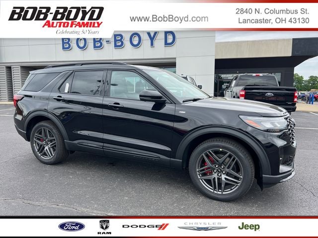 2026 Ford Explorer ST-Line in Agate Black Metallic — front three-quarter view