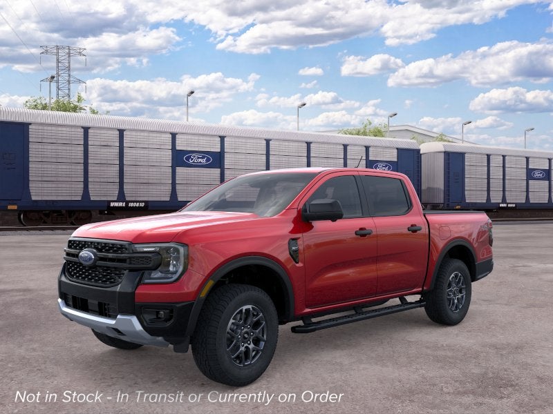 2026 Ford Ranger XLT in Ruby Red Metallic Tinted Clearcoat — front three-quarter view