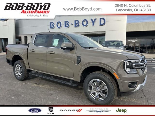 2025 Ford Ranger Lariat in Marsh Gray — front three-quarter view