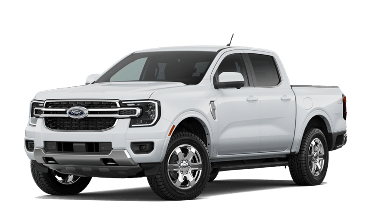 2026 Ford Ranger Lariat in Oxford White — front three-quarter view