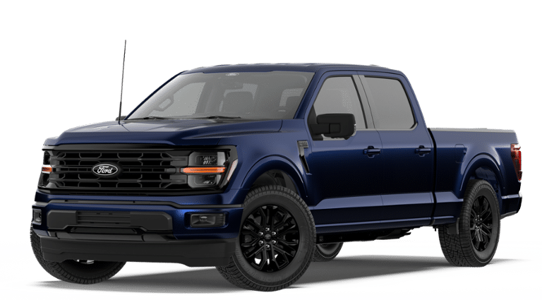 2026 Ford F-150 XLT in Antimatter Blue Metallic — front three-quarter view