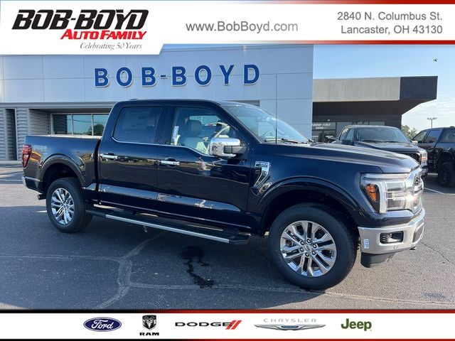 2026 Ford F-150 Lariat in Antimatter Blue Metallic — front three-quarter view