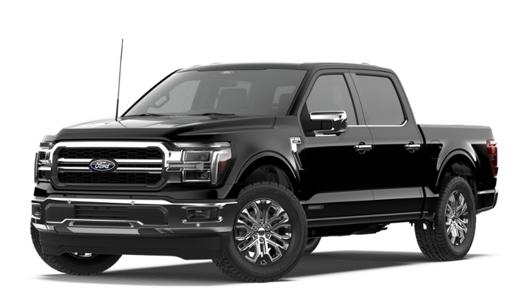 2026 Ford F-150 Lariat in Agate Black Metallic — front three-quarter view
