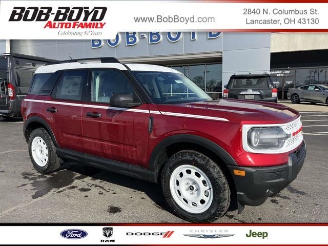 2026 Ford Bronco Sport Heritage in Ruby Red Metallic Tinted Clearcoat — front three-quarter view