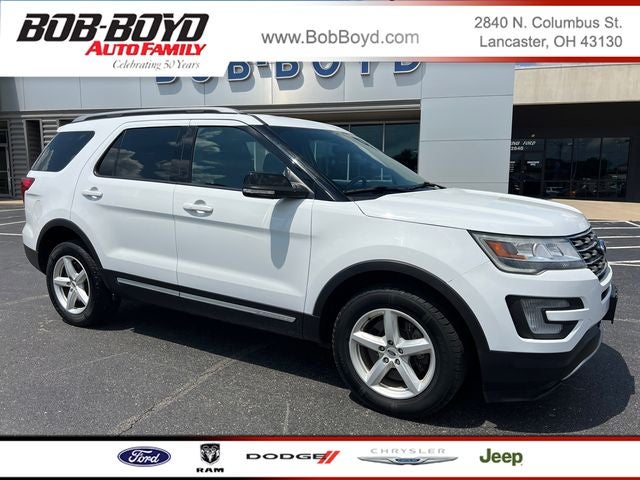 2017 Ford Explorer XLT in Oxford White — front three-quarter view