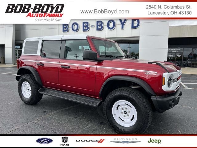 2025 Ford Bronco Heritage Edition in Ruby Red Metallic — front three-quarter view