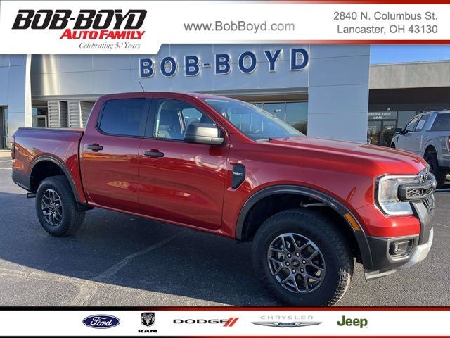 2024 Ford Ranger XLT in Hot Pepper Red Metallic Tinted Clearcoat — front three-quarter view